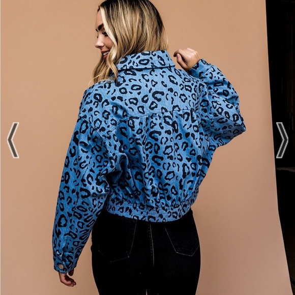 Dressed in LALA Jackets & Blazers - DIL Blue and Black Animal Print Jacket size L